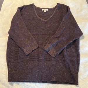 New York and Company 3/4 sleeve sweater. Purple and gold, wmns XL. Gently worn